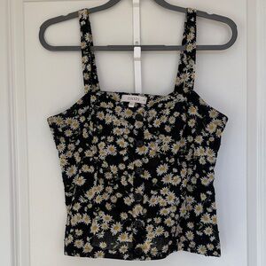 Oasis Black Daisy Print Tank Top